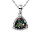 2.00 Carat (ctw) Mystic Fire Topaz Trillion Pendant Necklace in Sterling Silver with Chain